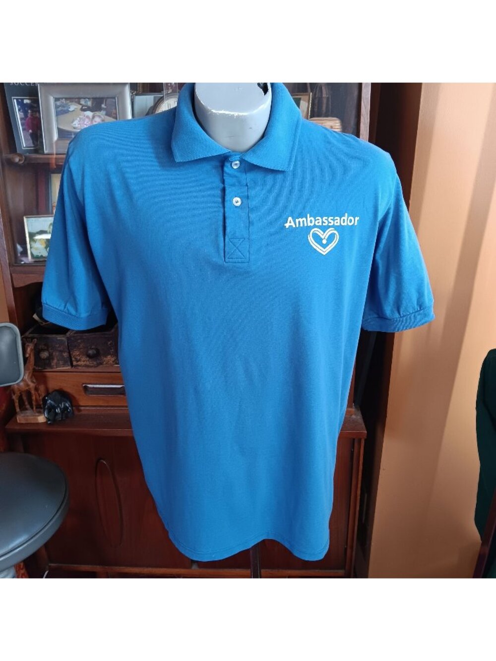Golf/Polo/Tennis  Vintage Mens Polo Shirt XL 80's Stedman Blue knit Graphic